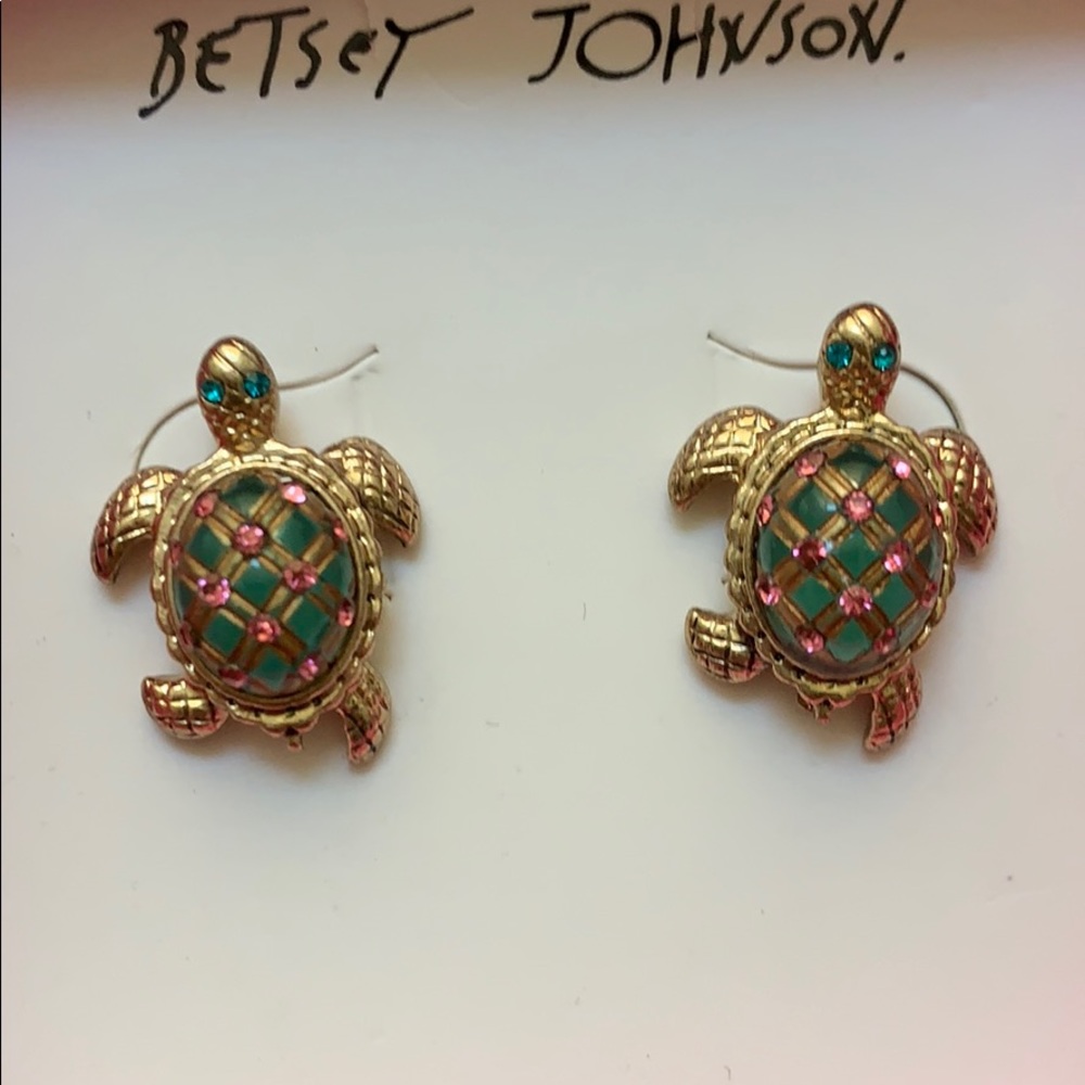 Betsey Johnson turtle pave crystal earrings